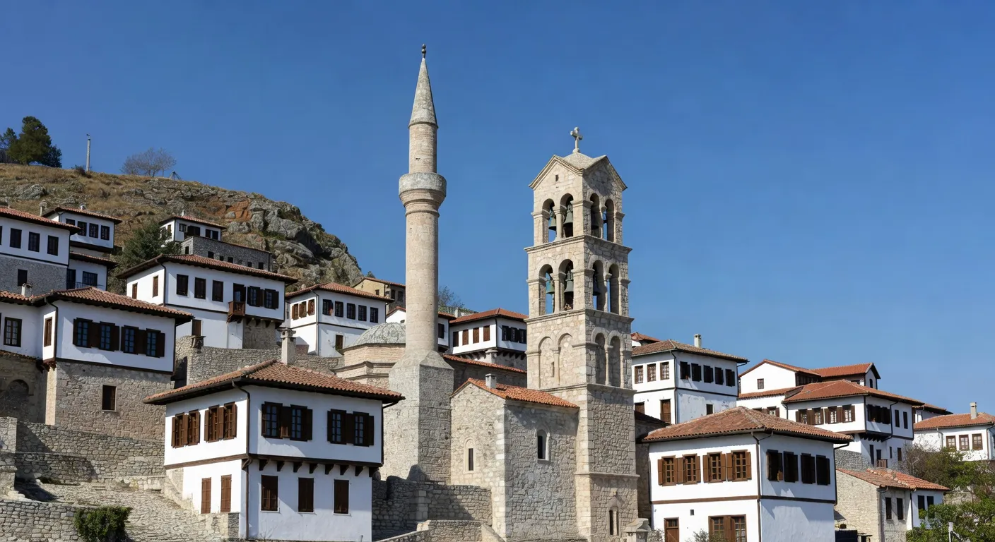 Mosquee et eglise cote a cote dans une ville albanaise