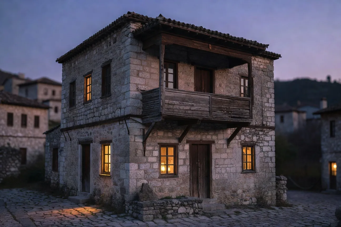 Maison albanaise traditionnelle ayant abrite des familles juives durant la Shoah