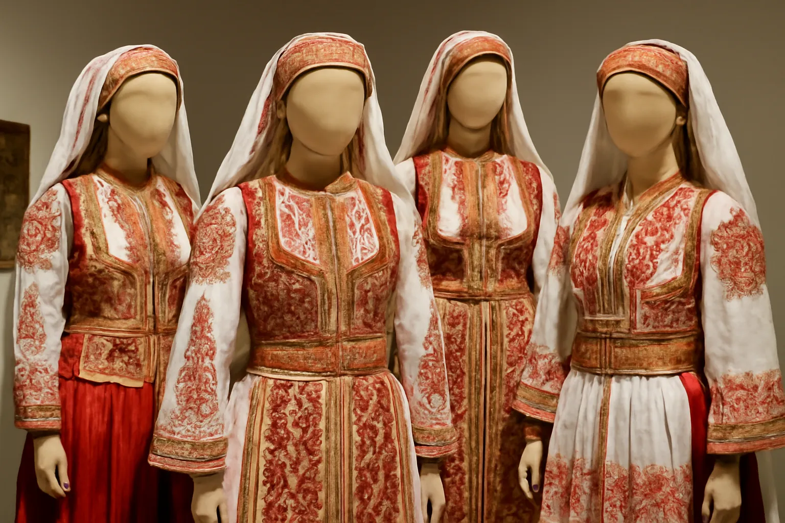 Costumes traditionnels albanais avec broderies artisanales