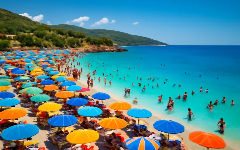 Plage albanaise en plein ete