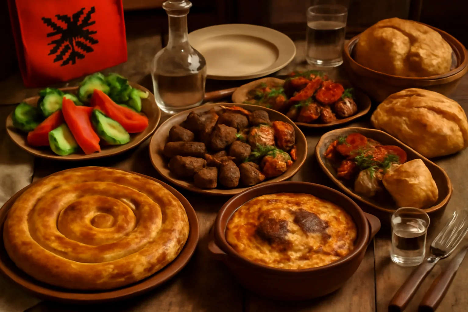 Cuisine traditionnelle albanaise, table familiale genereuse